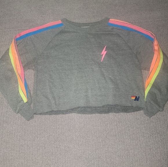 Aviator Nation Bolt Cropped Sweatshit Medium - Picture 2 of 9